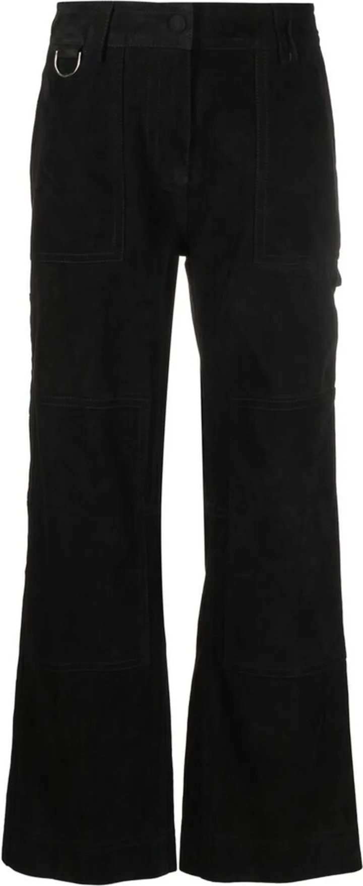 Rose leather straight-leg trousers