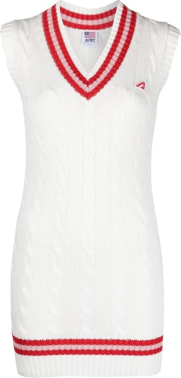 V-neck cable-knit vest