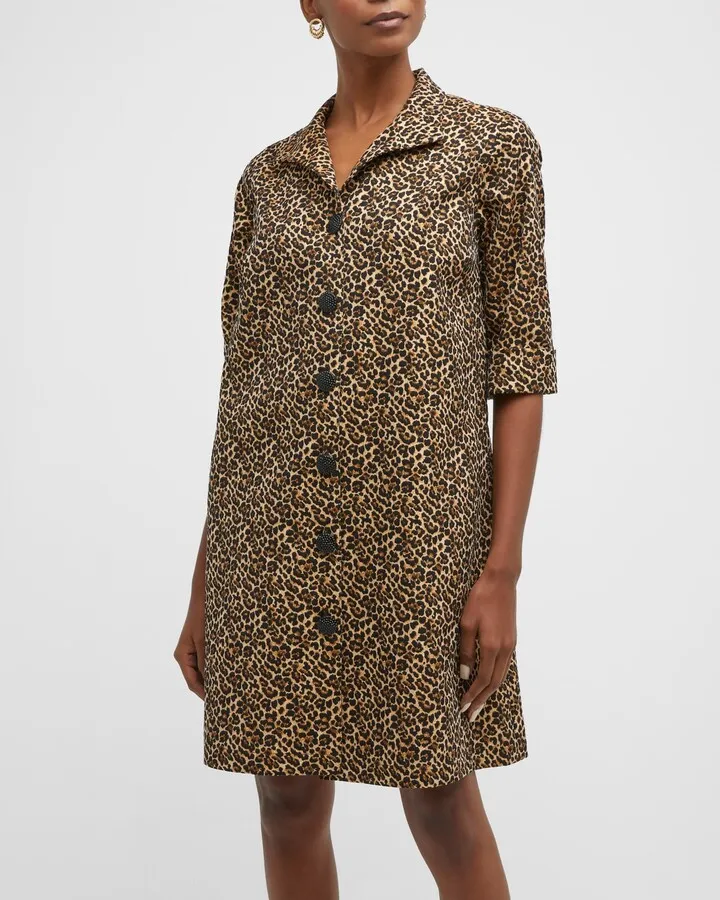 Leopard Jacquard Shirtdress