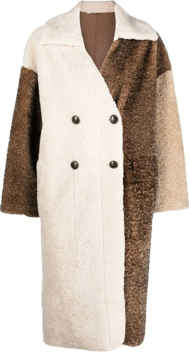 Double-Breasted Lamb-Fur Coat