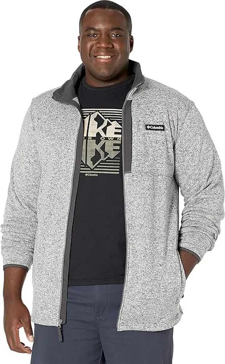Columbia Big Tall Sweater Weather Full Zip (City Grey Heather) Men's Clothing