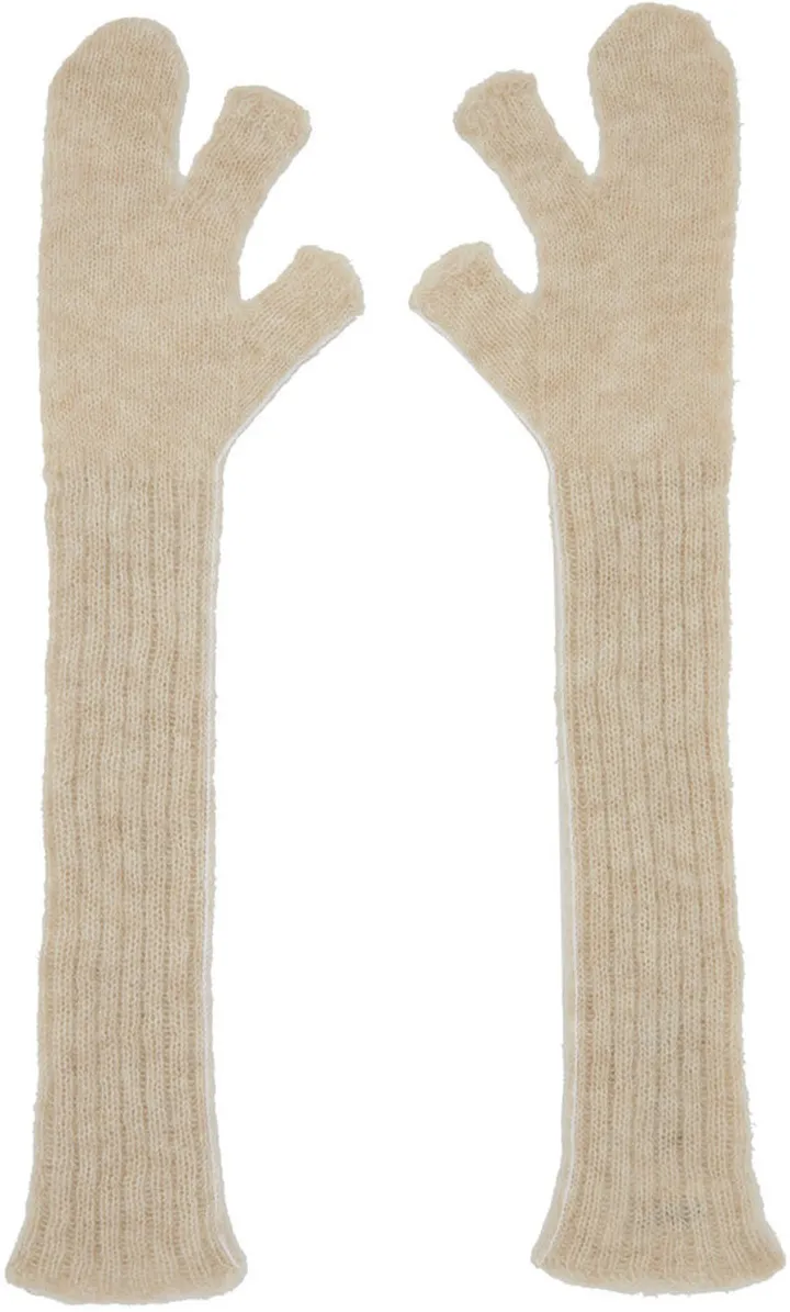 MM6 Maison Margiela Beige Alpaca Wool Gloves