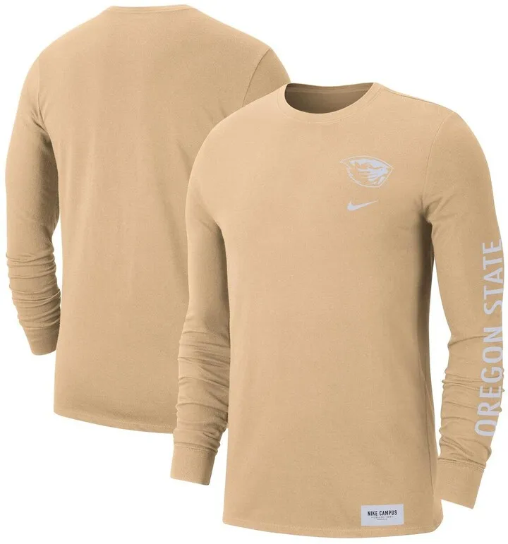 Men's Nike Tan Oregon State Beavers 2-Hit Long Sleeve T-shirt