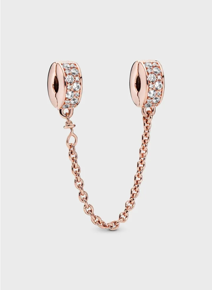 Clear Pavé Safety Chain Clip Charm