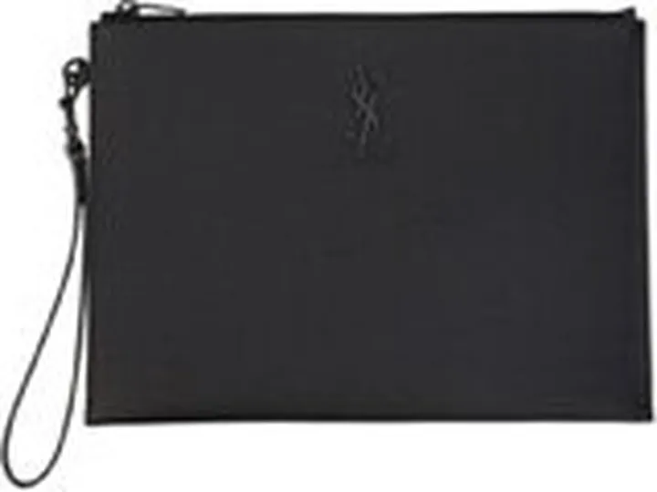 Saint Laurent Logo Plaque Zip-Up Clutch Bag