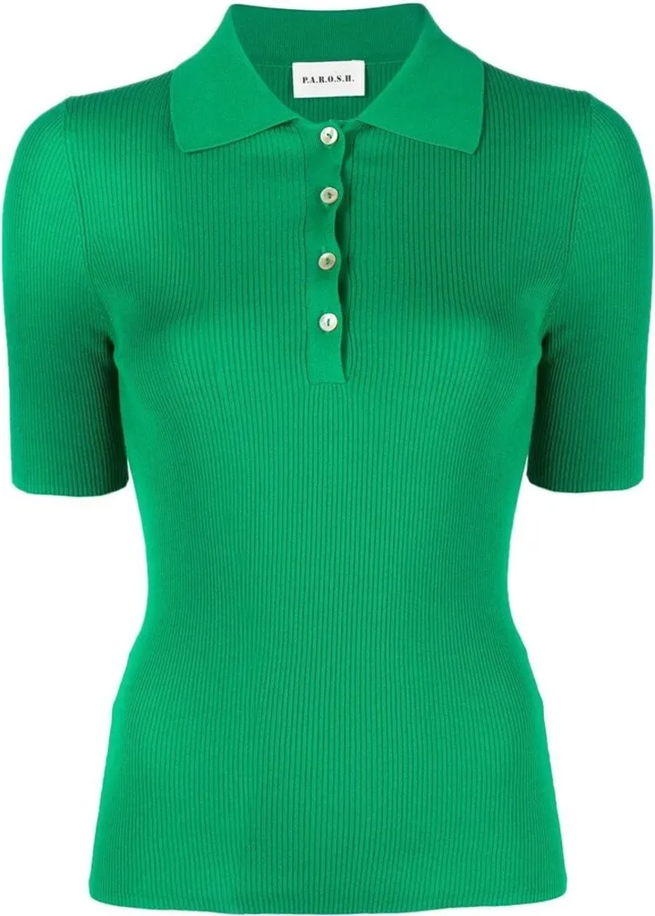 Ribbed-Knit Polo Shirt