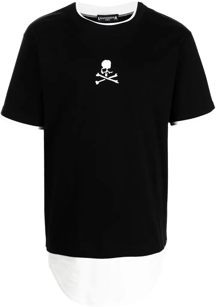 skull-print layered short-sleeve T-shirt
