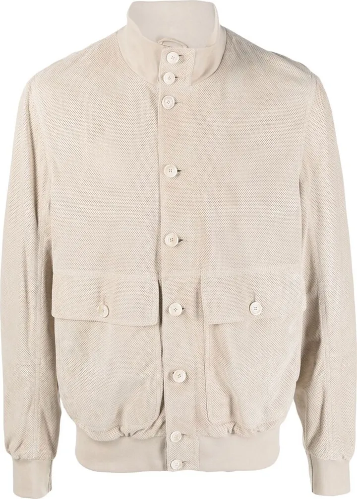 Stand-Up Collar Leather Jacket
