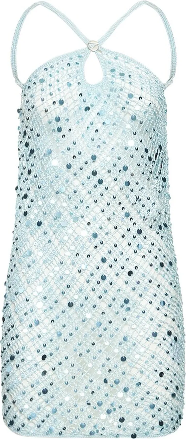 Sequined crochet mini dress