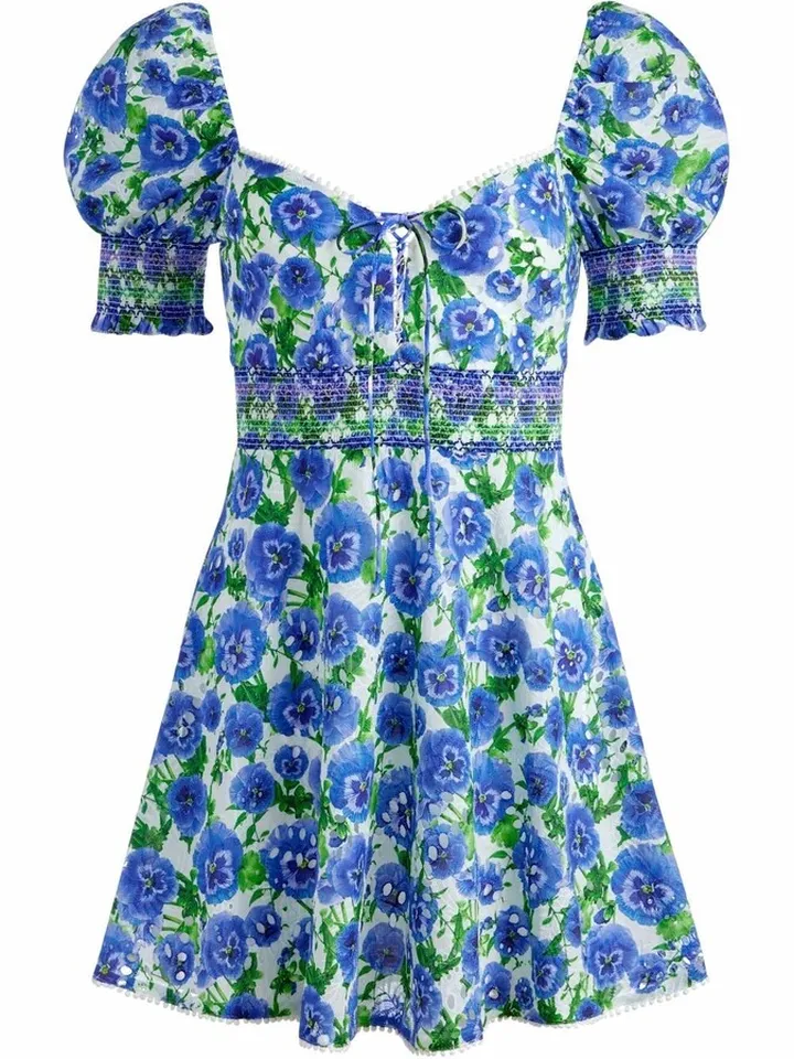 Crawford pansy-print mini dress