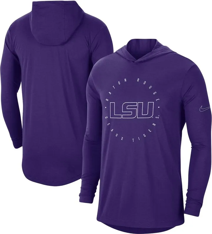 Men's Nike Purple Lsu Tigers Campus Tri-Blend Performance Long Sleeve Hooded T-shirt
