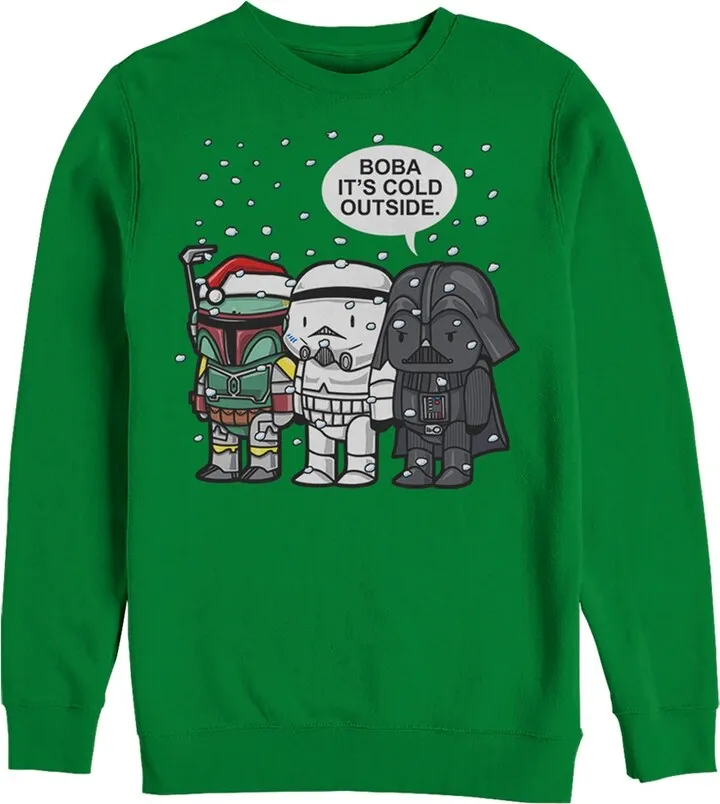 Men's Star Wars Christmas Boba It's Cold Outside Sweatshirt - Kelly Green - 2X Large