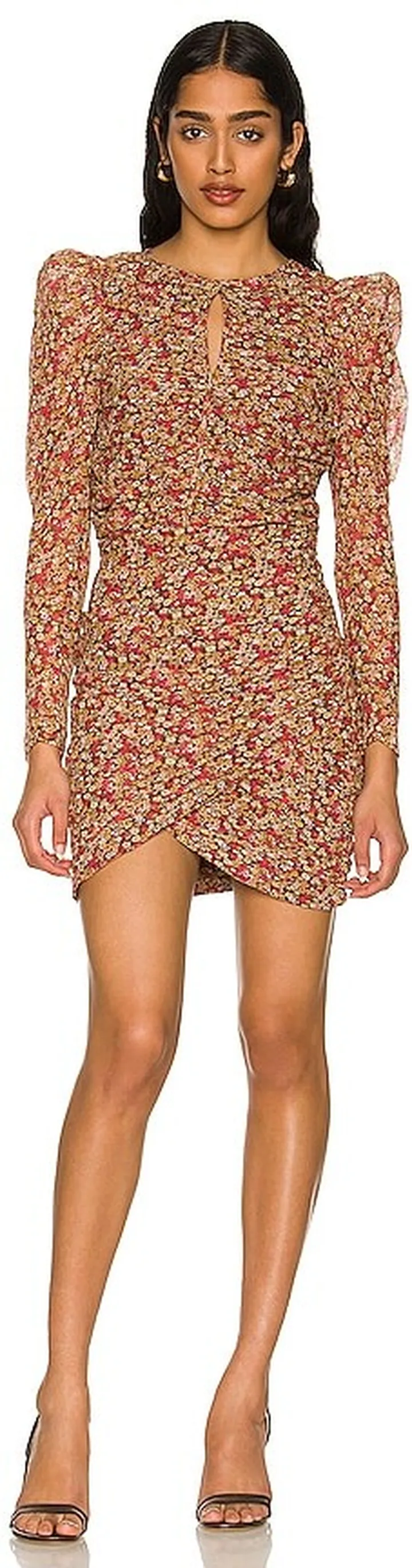 Ruched Ditsy Floral Mini Dress