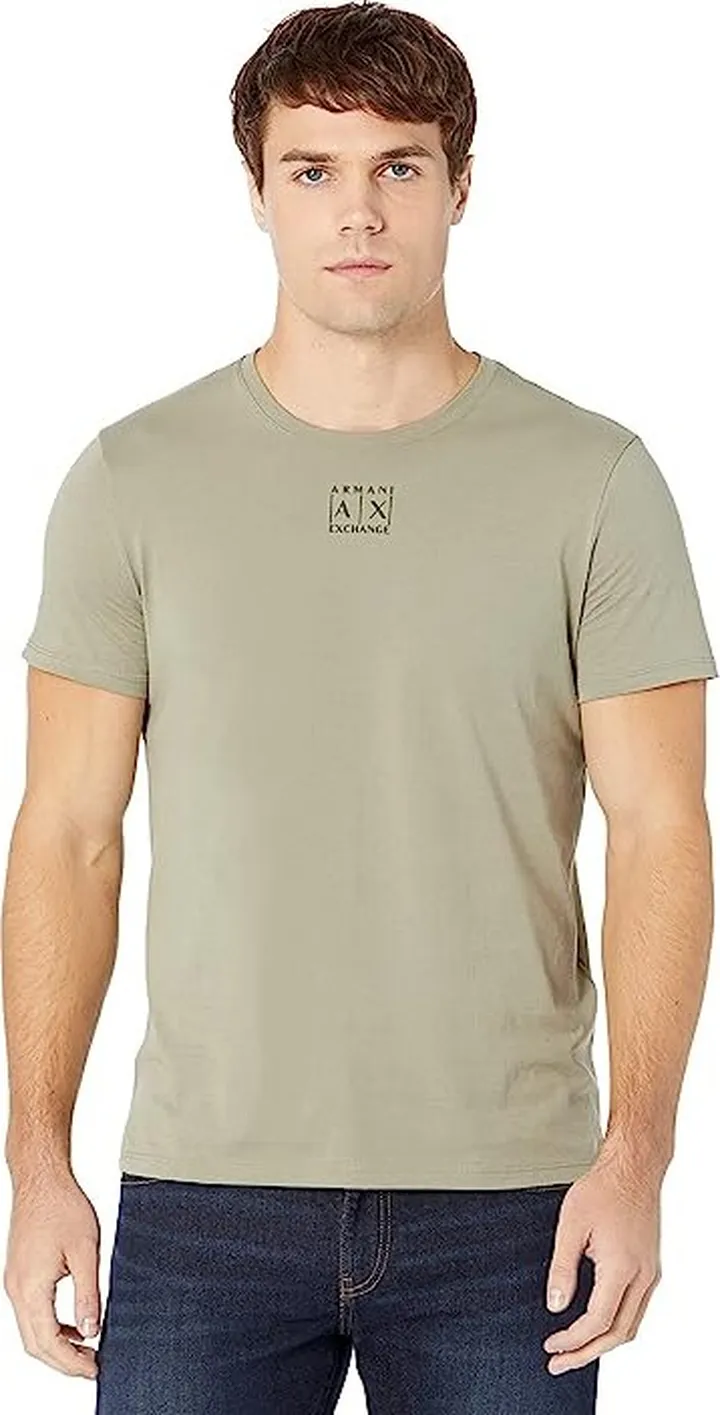 Armani Exchange Center Box Logo Pima T-Shirt (Vetiver) Men's Clothing