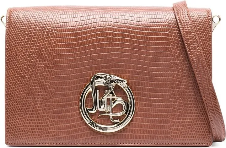 Logo-Plaque Snakeskin-Effect Bag