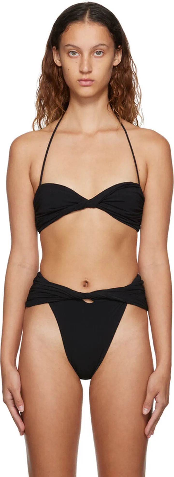 Magda Butrym Black Twist Bandeau Bikini Top