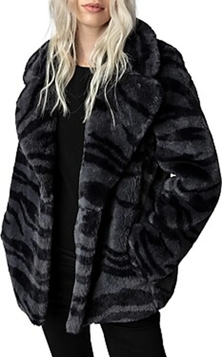 Zadig & Voltaire Fera Tiger Print Faux Fur Coat