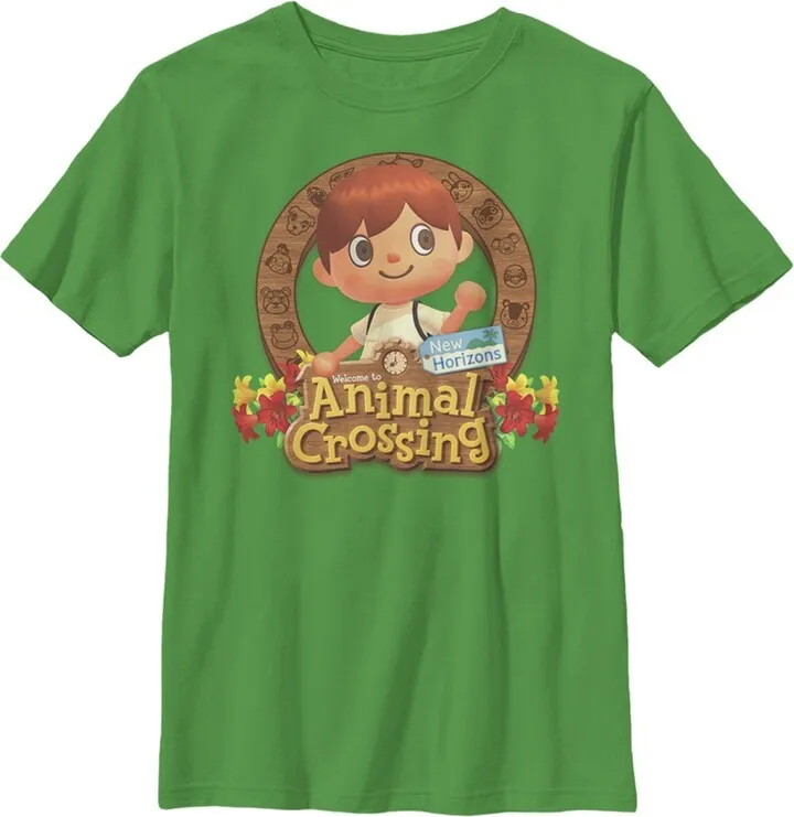 Boy's Nintendo Animal Crossing New Horizons Frame T-Shirt - Kelly Green - Small