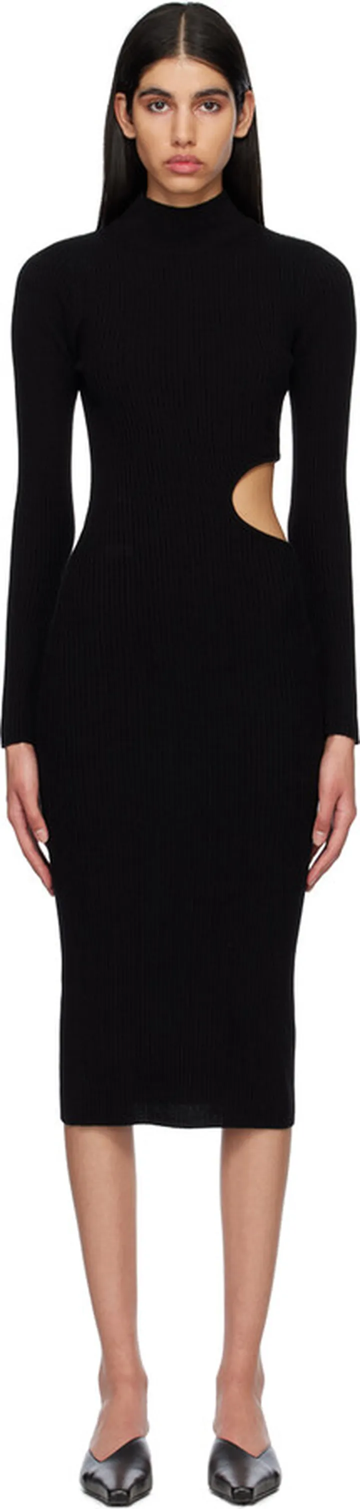 Reformation Black Vallo Midi Dress