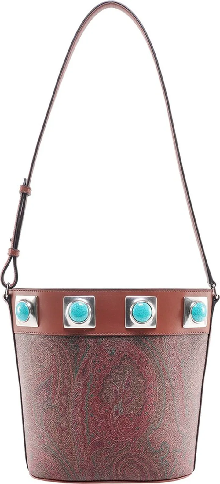 Coated canvas shoulder bag with paisley motif