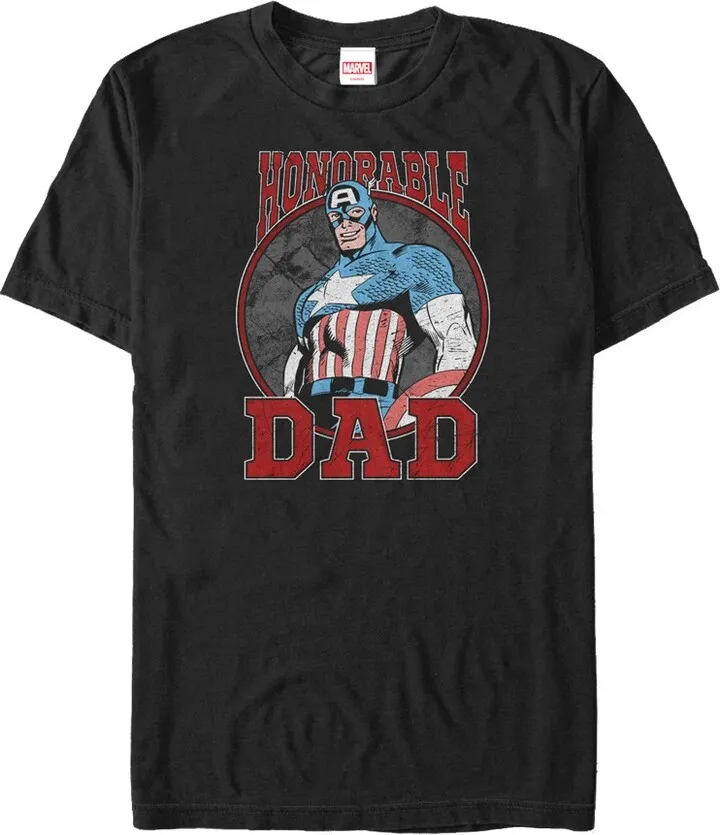 Men's Marvel Father's Day Captain America Honorable T-Shirt - Black - Large