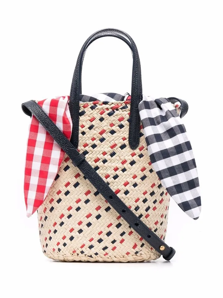 mini RWB-stripe embroidery tote bag
