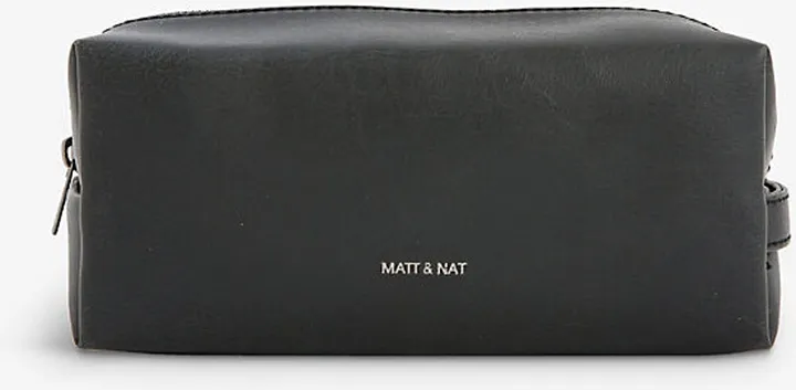 Mens Black Blair Brand-debossed Zip-up Faux-leather Wash bag