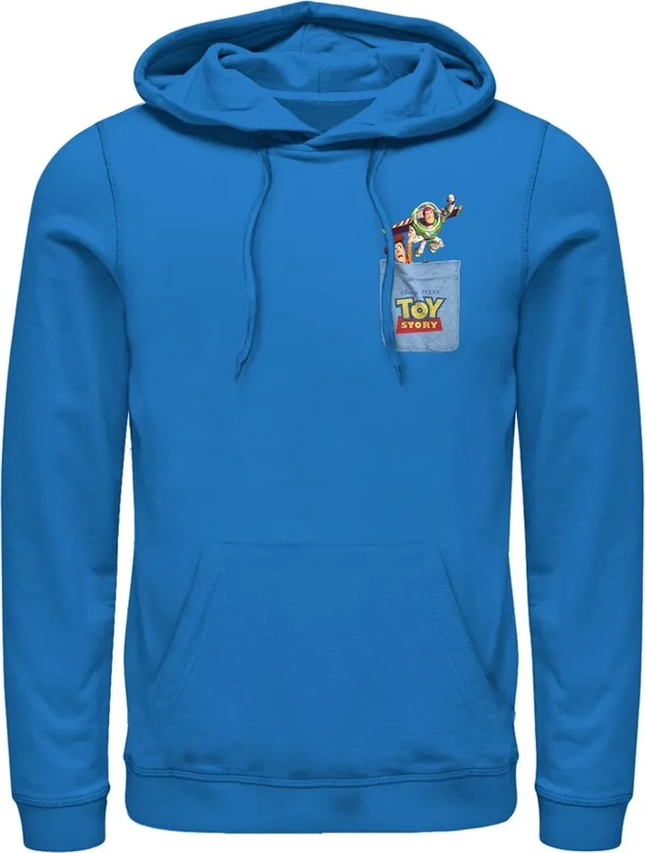 Men's Toy Story Buzz & Woody Pocket Print Pull Over Hoodie - Royal Blue - Large