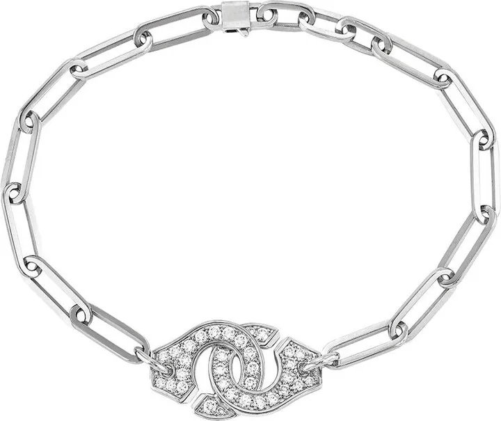 Full Diamond Menottes Dinh Van R12 White Gold Bracelet