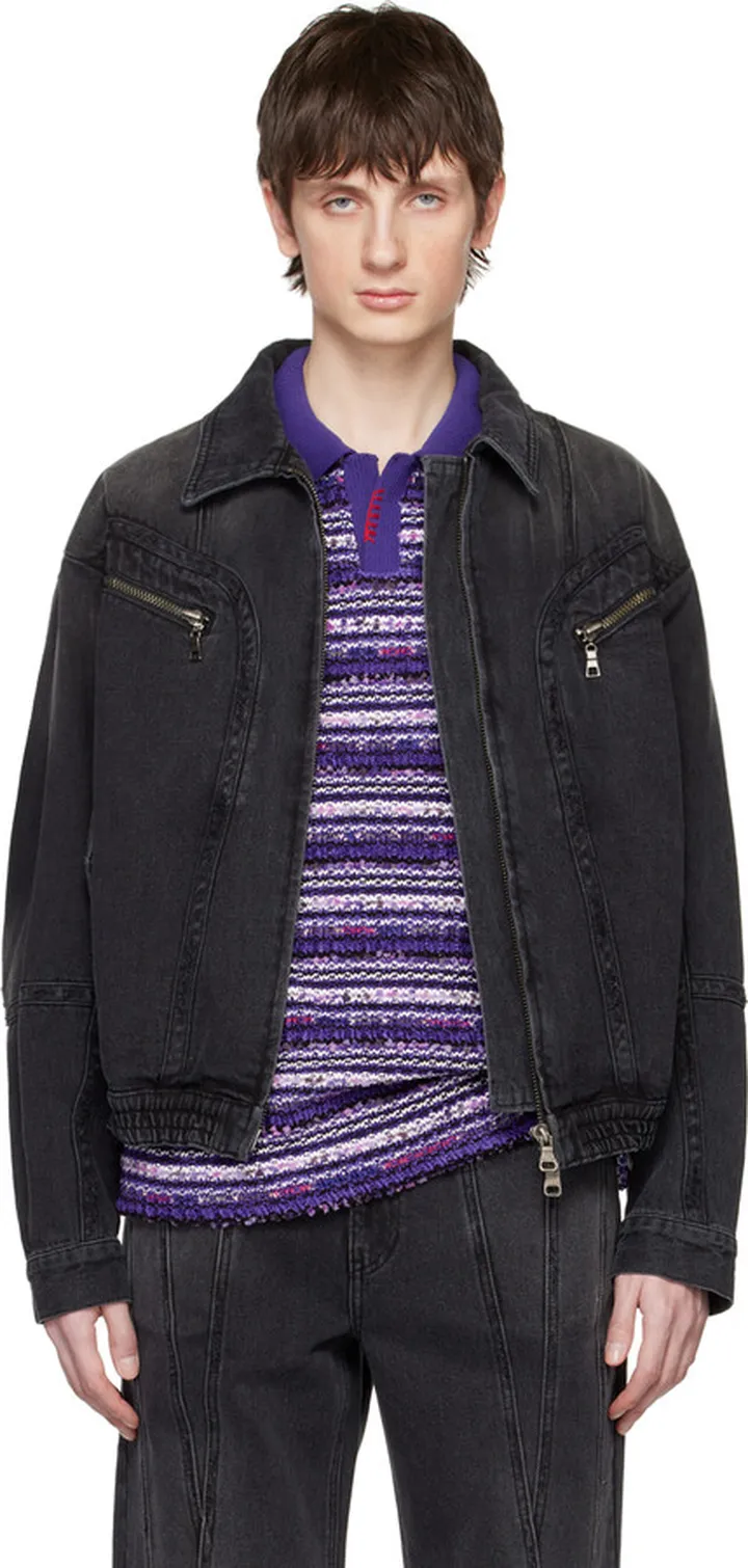 Andersson Bell Black Zip Denim Jacket