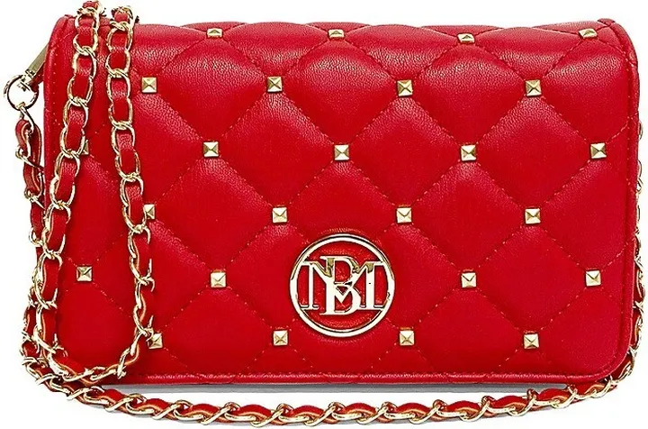 Studded Quilted Logo Shoulder Bag