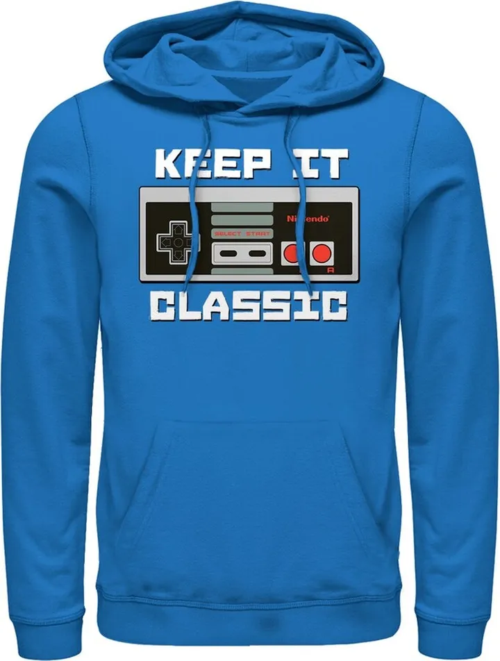 Men's Nintendo NES Classic Controller Pull Over Hoodie - Royal Blue - X Large