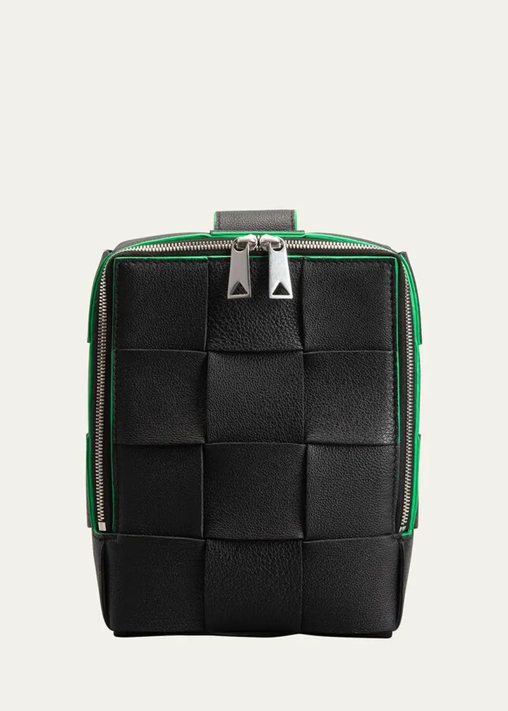 Men's Mini Cassette Intrecciato Leather Sling Belt Bag