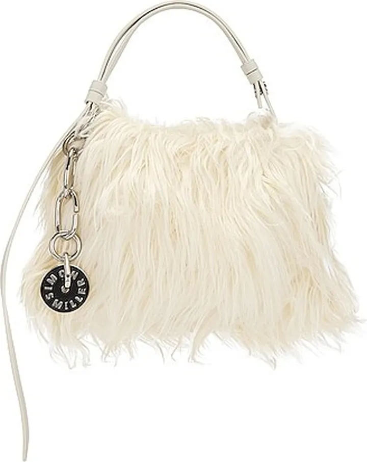 Simon Miller Mini Faux Shearling Puffin Bag in Ivory