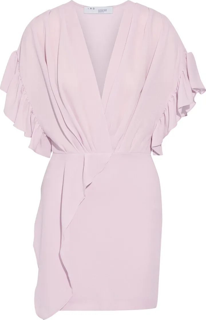 Cedar wrap-effect ruffled crepe mini dress