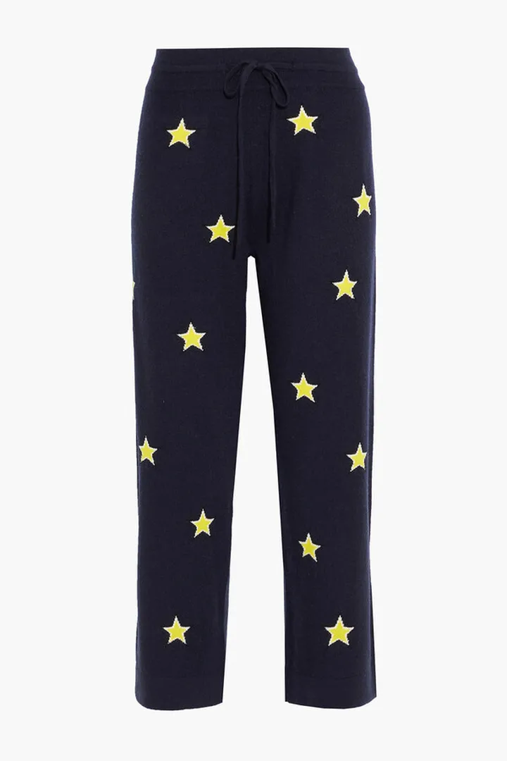 Cropped intarsia wool and cashmere-blend track pants