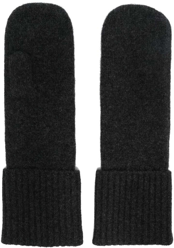 Recycled Cashmere Ribbed-Detail Mittens