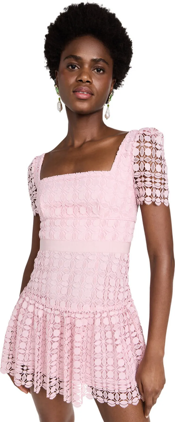 Self Portrait Pink Petal Lace Mini Dress