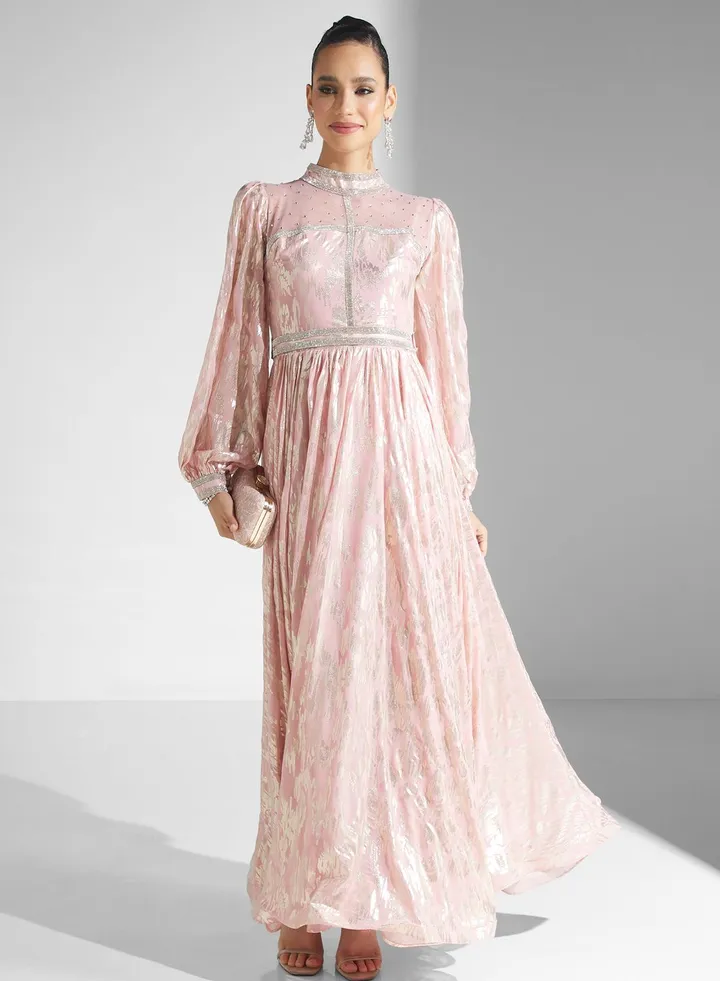 Puff Sleeve Pleated Dress