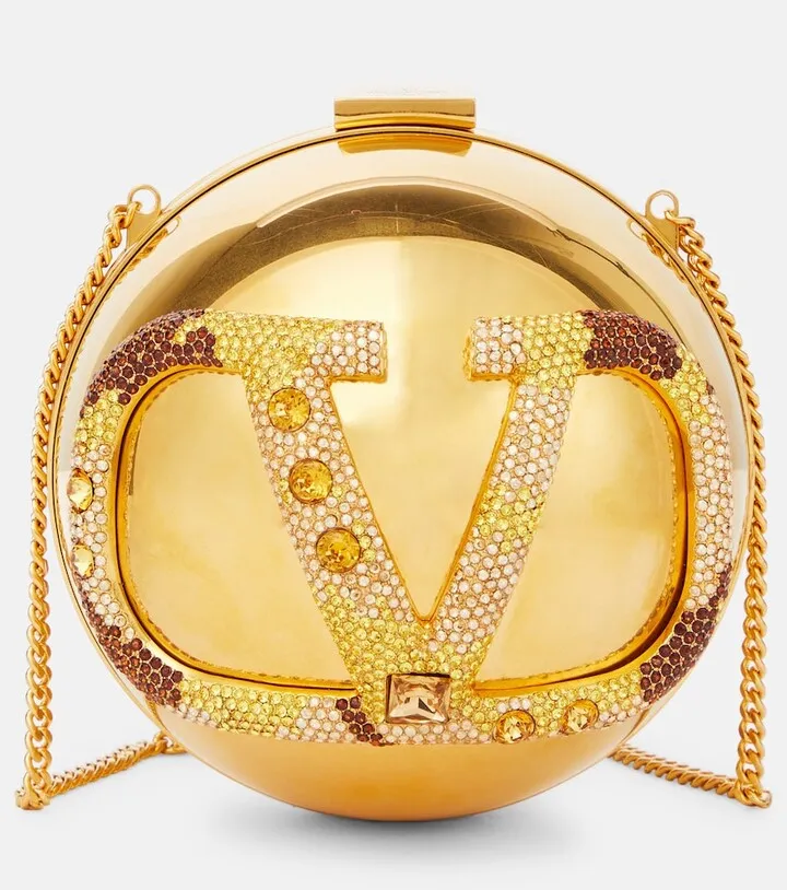 VLogo spherical brass shoulder bag