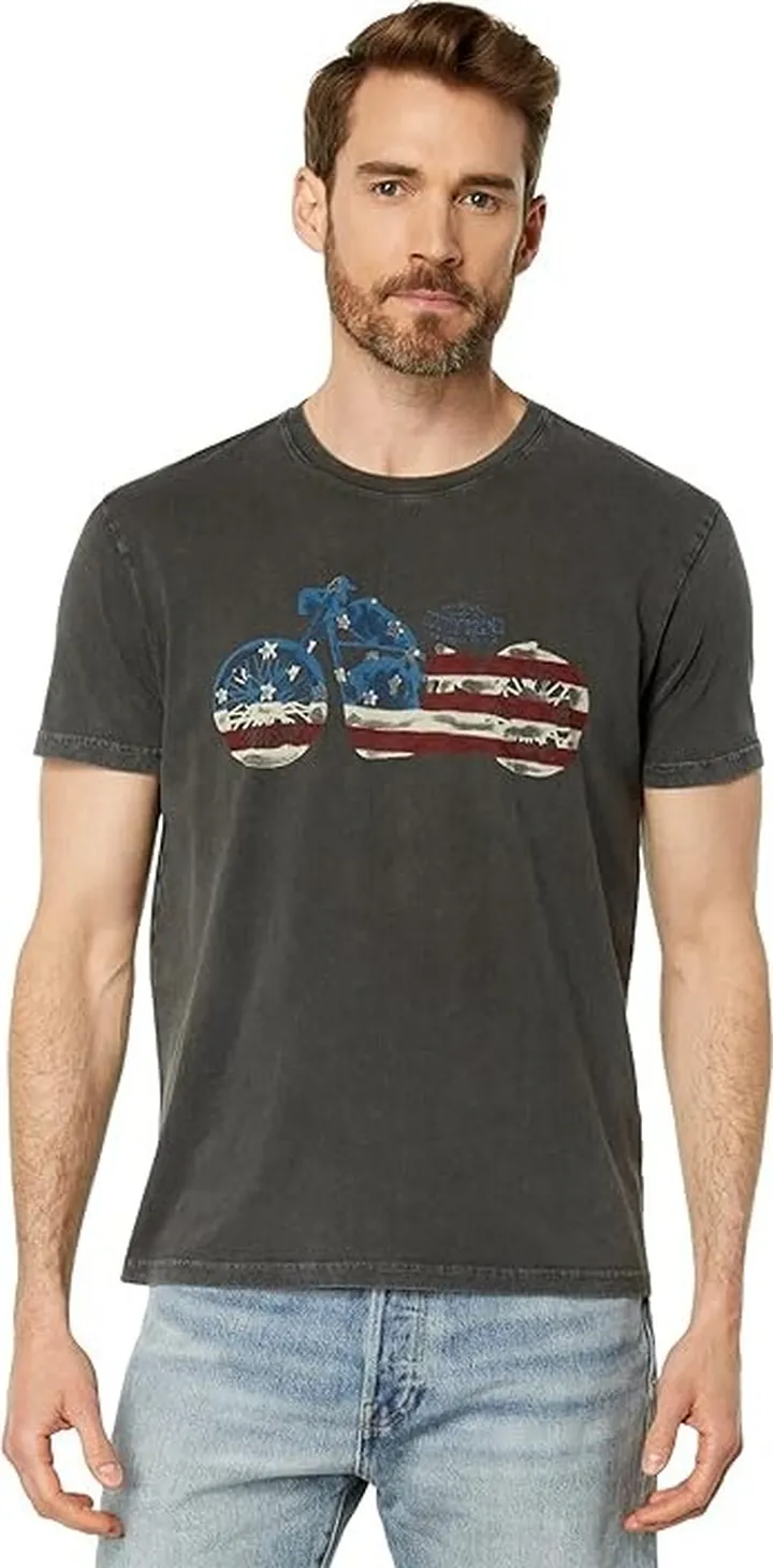 Lucky Brand Flag Bike Tee (Jet Black) Men's Clothing