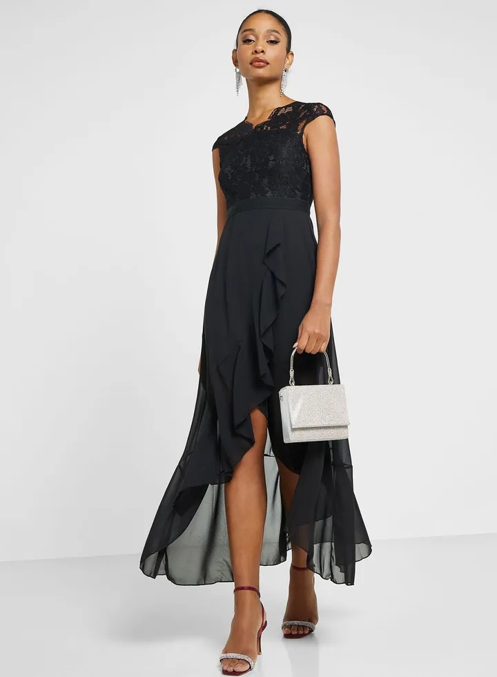 Ruffle Slit Dress