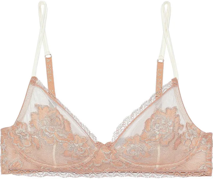 Privilege tulle-trimmed stretch-Leavers lace soft-cup bra