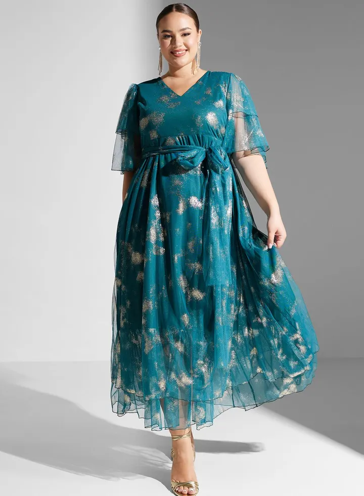 Flouncy Sleeve A-Line Dress