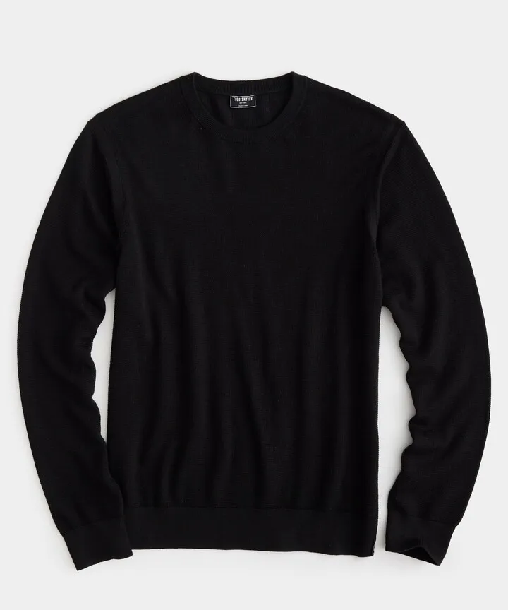 Cotton Silk Pique Crew In Black