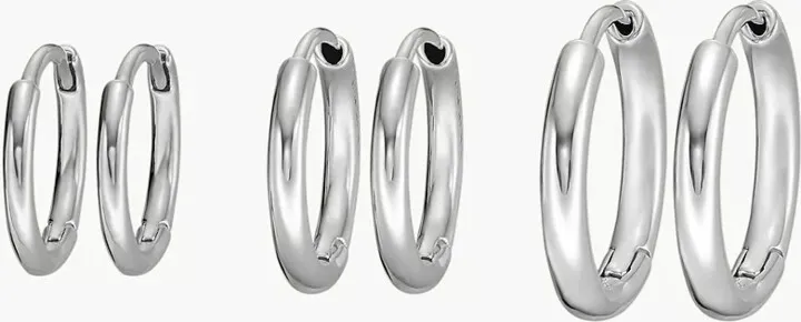 Stevie All Stacked Up Silver-Tone Brass Hoop Earrings Set JA7139040