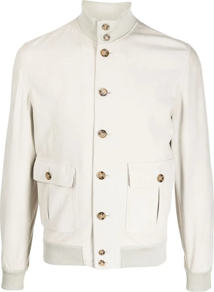 Stand-Up-Collar Suede Jacket