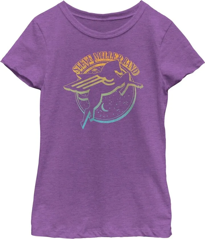 Girl's Steve Miller Band Ombre Pegasus Logo T-Shirt - Purple Berry - X Large