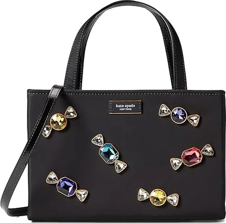 Kate Spade New York Sam Icon Bijou Metallic Small Tote (Black Multi) Handbags