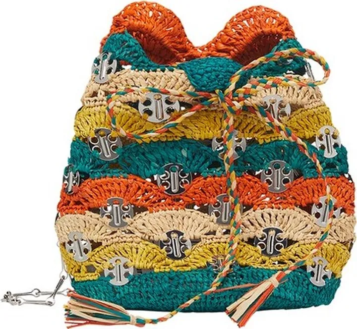 Raffia bucket bag